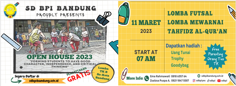 Pendaftaran Open House SD BPI 2023